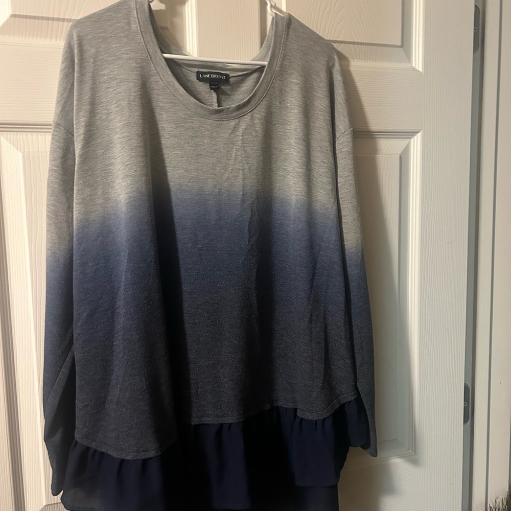 Gray and Blue Women's Top